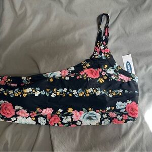 Floral Black and Pink One-Shoulder Top